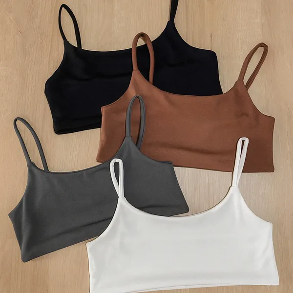 Top Academia Forro Duplo Alça Fina Suplex Premium Com Elástico Feminino Fitness