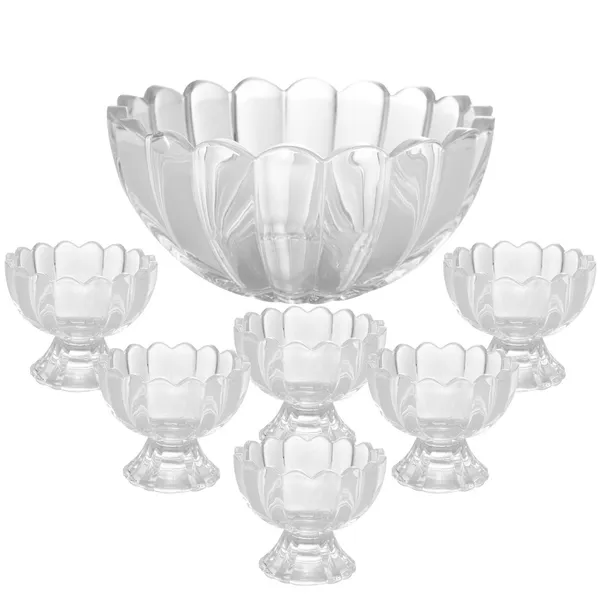 Conjunto 7 Peças Bowl com 6 Taças Wolff de Vidro Para Sobremesa