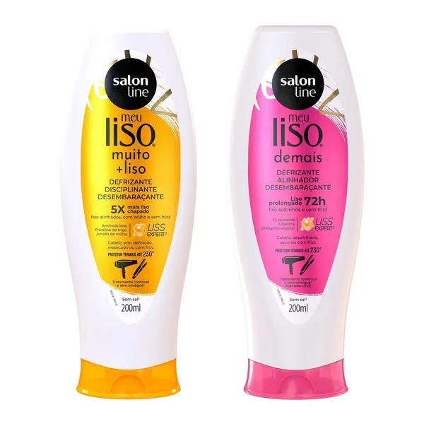 Kit Defrizantes Meu Liso Demais e Muito+Liso 200ml Salon Line