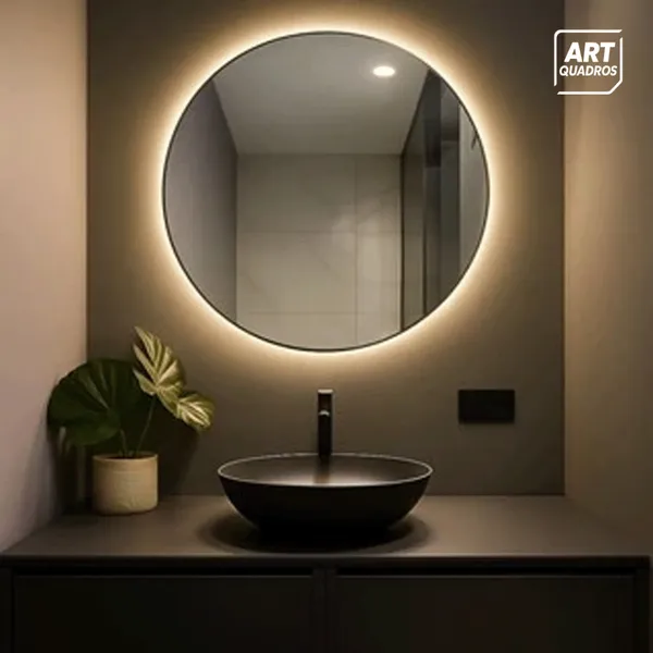 Espelho Redondo Decorativo com LED – Vidro Lapidado Moderno | Vários Tamanhos Disponíveis