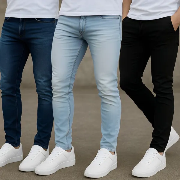 Calças Jeans Masculina Premium Skinny Corte tradicional Basico com Lycra Lavagem Clara Escura ou Preta