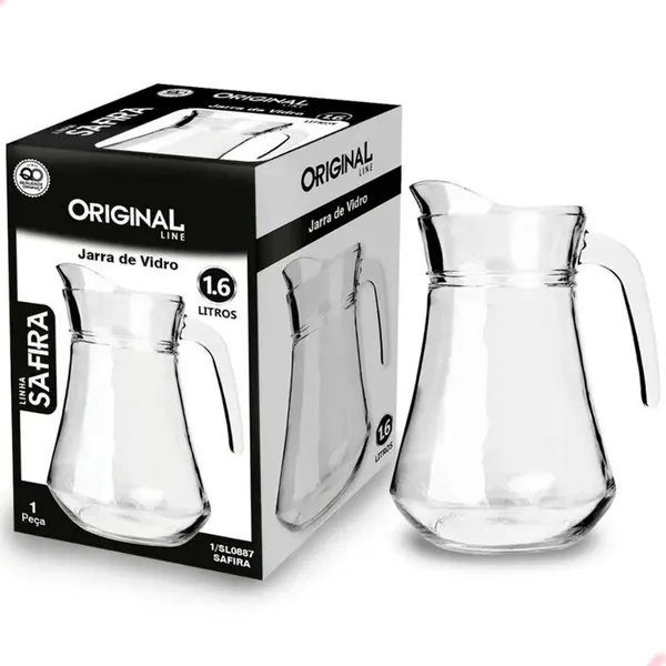 Jarra de Vidro com Tampa Transparente 1,6L