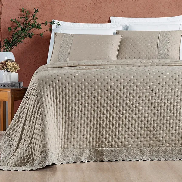 Cobre Leito 3 Peças Casal/Queen/King Bordado Inglês Micropercal 200 Fios Matelado Ultrassônico