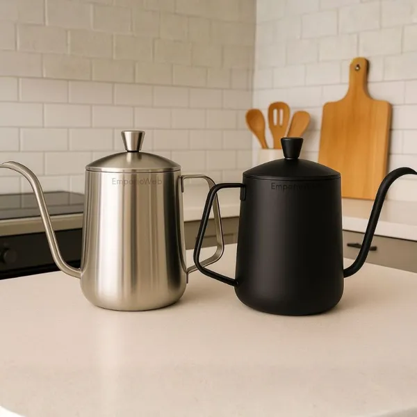 Bule Inox Escovado Bico Fino 600 ml Leiteira Profissional Aço Inoxidável Antiferrugem Preto