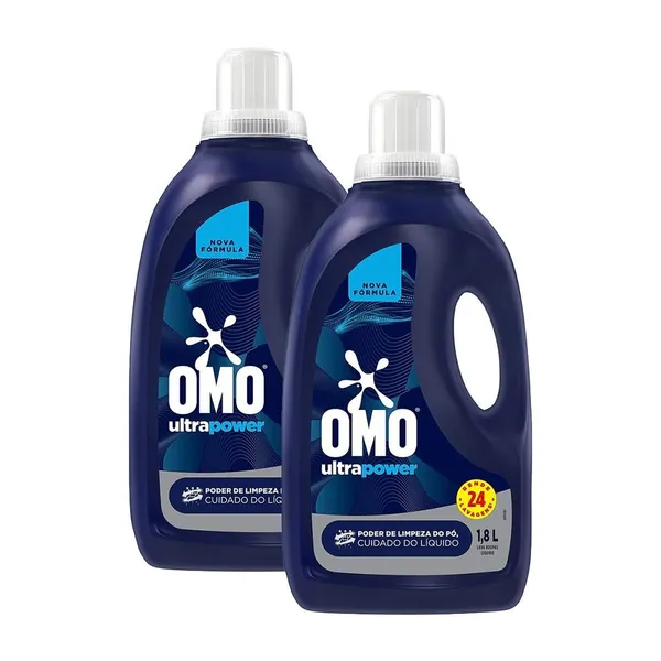 Kit 2 Lava-Roupas Líquido Omo Ultra Power 1,8l