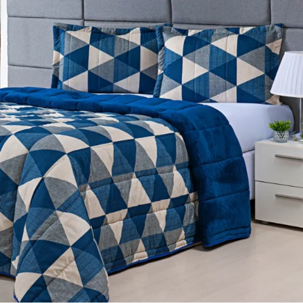 Kit Edredom Casal Queen 400 Fios Cobertor Dupla Face Jogo de Cama Coberta Estampado 3 Peças