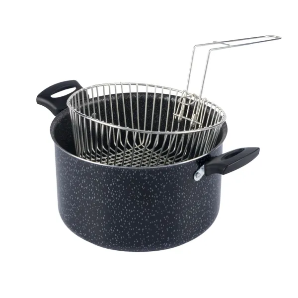 Fritadeira Antiaderente Com Cesto Metalico 20Cm Preto Nacional