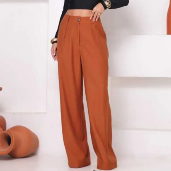 Calça pantalona, social lisa, cintura alta