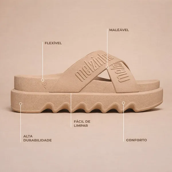 Papete  Slide Plataforma Tratorada 2 Tiras Feminina Nuvem