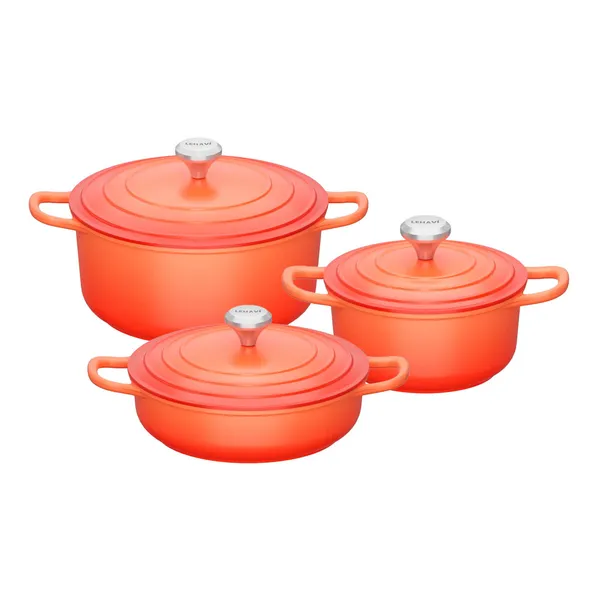 CONJUNTO 3 PANELAS CAÇAROLAS FUNDO TRIPLO INDUÇÃO C/REVESTIMENTO CERÂMICO FLORENÇA LEHAVI