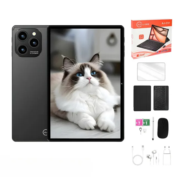 Tablet 10.1” com teclado + mouse 6GB + RAM 128GB Android 13 câmera 50mp