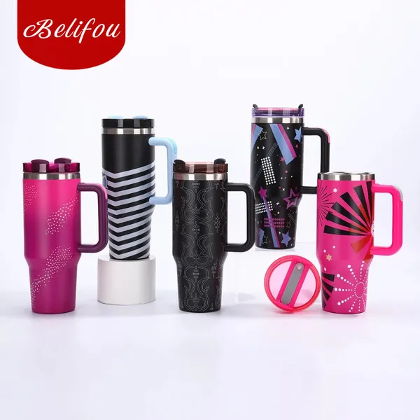 Belifou Garrafa Térmica Copo Boneca Rosa 1200ml Inox com Tampa e Canudo Personalizado