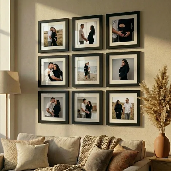 Kit 9 Quadros Fotos Decorativas para Parede Sala Quarto com Paspatur e Vidro Acrílico de Alta Qualidade