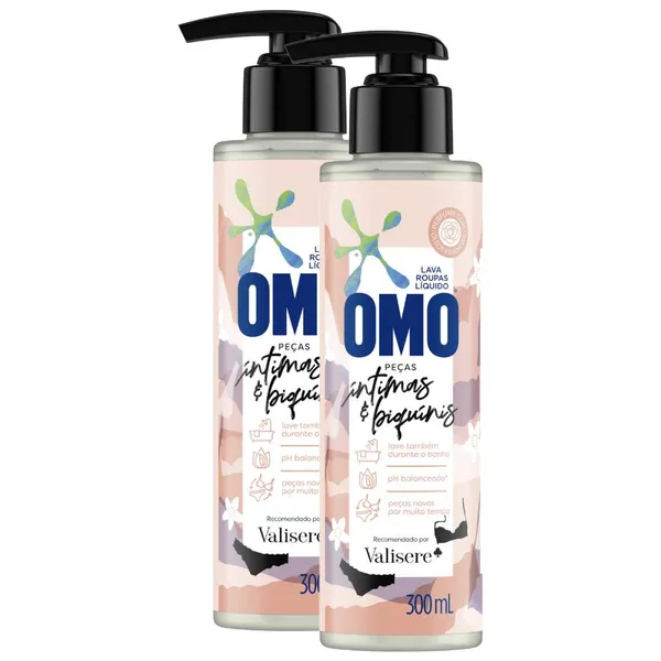 Kit 2 Lava Roupas Omo Líquido Roupas Íntimas & Biquínis 300 ml