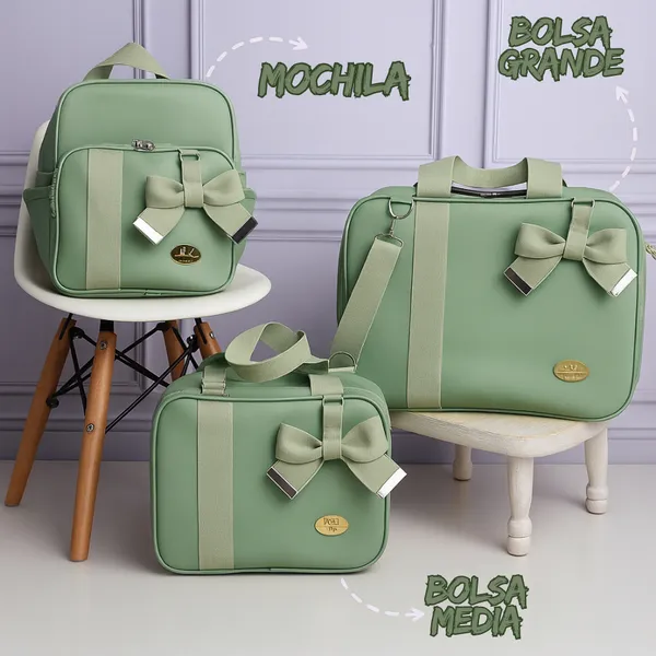 Kit Maternidade 3 Peças Luxo com Mochila Térmica e Impermeável