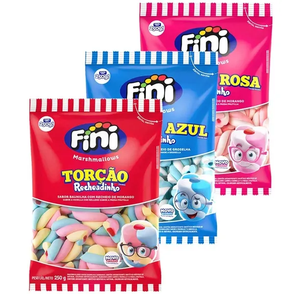 Kit Atacado com 3 Marshmallows Recheados 250g - Fini