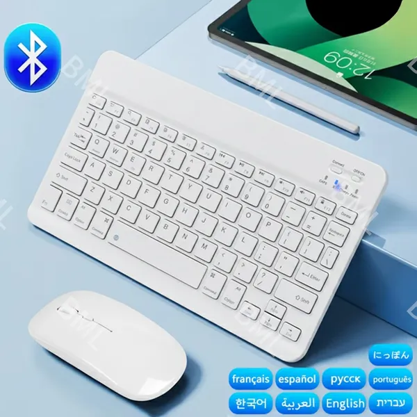 KIT Teclado E Mouse Bluetooth 5.2 Compatível PC iPhone Android /Notebook/Tablet