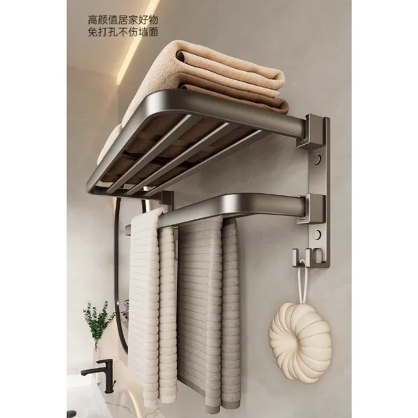 Porta Toalha Suporte Toalheiro Banheiro Duplo Aço Inox Premium Retratil 90° Sem adesivos, precisa fazer furos