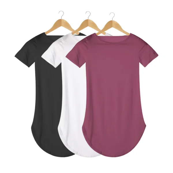 Kit 3 Blusinha Feminina Long Line Academia Basica Promoção