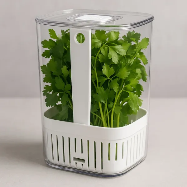 Pote Organizador De Temperos Verduras Geladeira 2,3L Com Escorredor Coentro Salsinha Manjericão OU