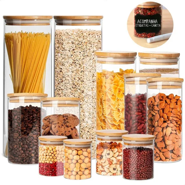 12 Potes De Vidro Duplos com 2X 200ml 250ml 400ml 600ml 800ml 2000ml