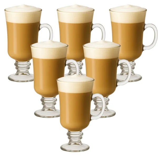 Kit Jogo 6 Taças de Vidro Xícara Irish Coffee 250ml  130ml Café e Cappuccino Caneca Copo Nespresso