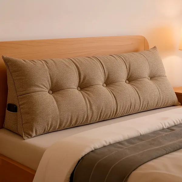 Almofada de Cabeceira Encosto Apoio para Lombar com Bolso Lateral 140x50x20cm BF Colchões