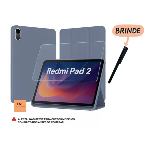 Capa Redmi Pad 2 2025 PU Premium com Película de Vidro e Caneta