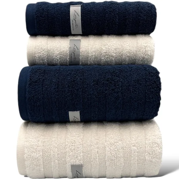 Jogo de 4 Toalhas de Banho e Rosto Super Grossa Macia 100% Algodão Gramatura 600g Volume Extra