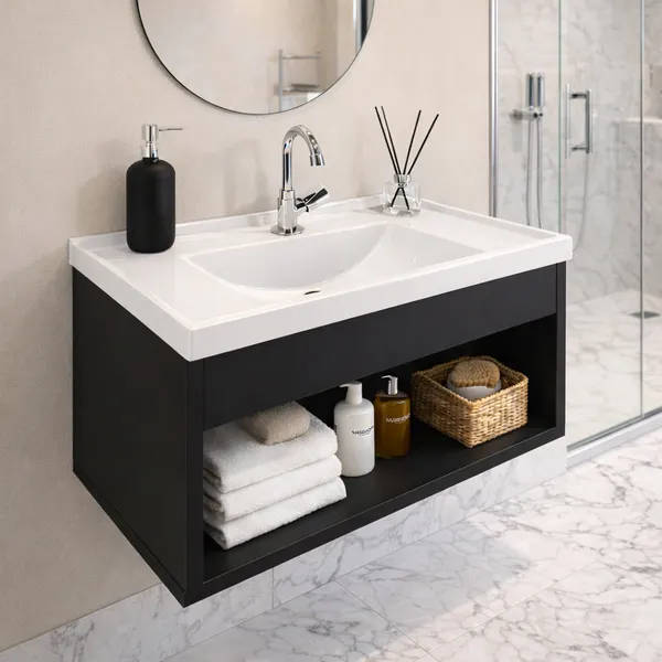 Armário Slim 60cm Gabinete de banheiro Casa Gabinete de Banheiro Armário Banheiro Com Pia Slim 60cm