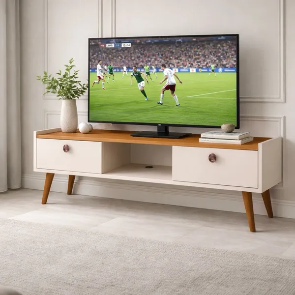 Rack para TV Bancada com pés 1.20 Life ou 1.10 ate 50polegadas -  2 Portas Moderno Parede TV Até 50Pol Quarto Sala