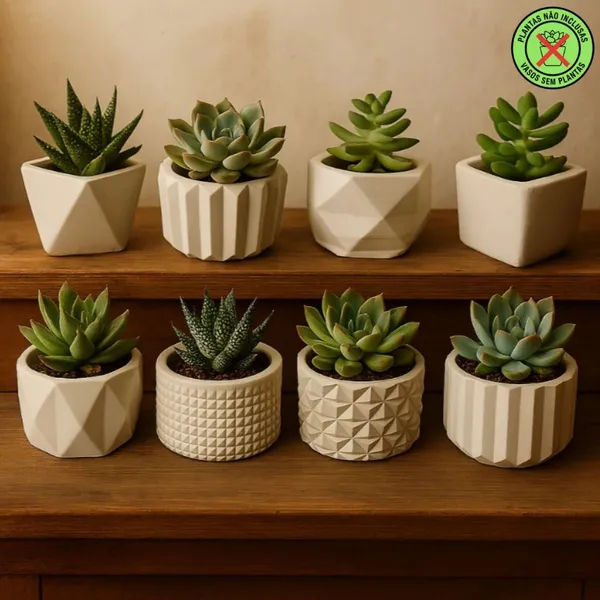 KIT 8 UNIDADES DE VASINHO DECORATIVO DE GESSO