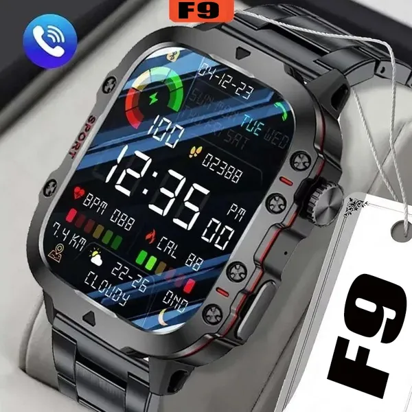 Smartwatch F9 2026 com Bluetooth para chamadas, relógio esportivo e frequência cardíaca