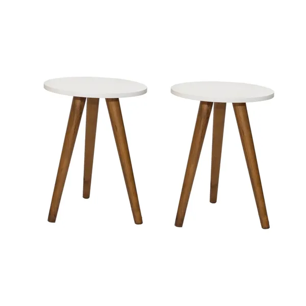 Kit 2 Mesinhas Pequena Mesa De Cabeceira Pé Palito Tripé Decoração De Luxo Para Quartos e Salas