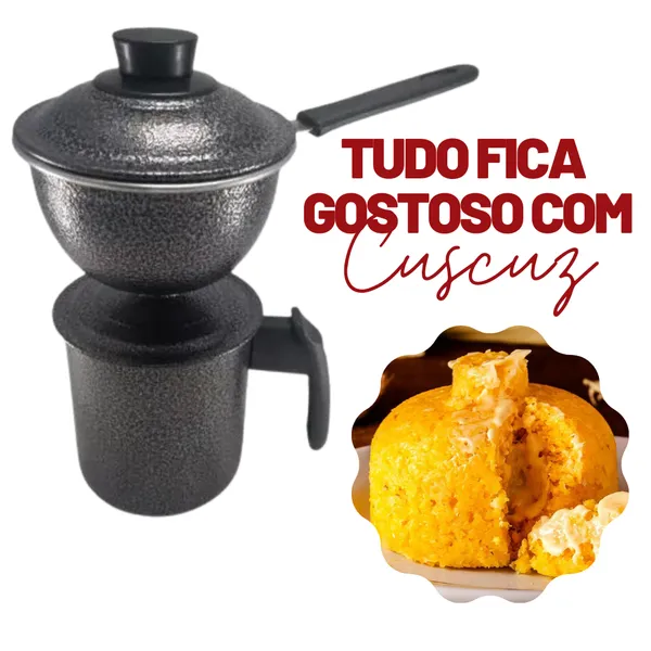 Cuscuzeira Individual Alumínio, 2 em 1