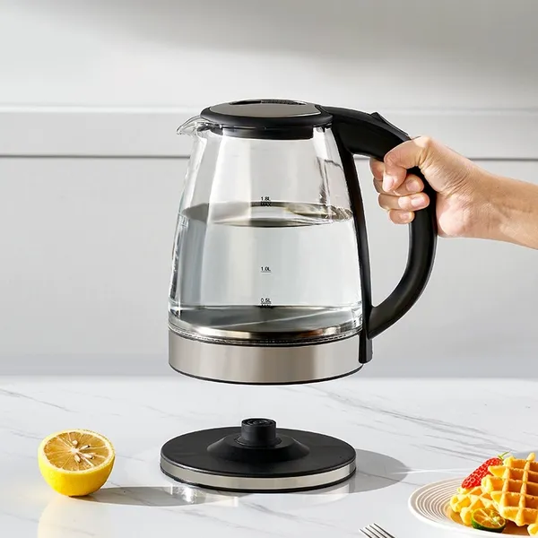 Chaleira Elétrica de Vidro/Inoxidável,1.8L 127V/220V Tampa e  Desligamento Automático