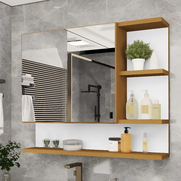 Armário de Banheiro Suspenso Com Espelho Espelheira Cleópatra - Varias Cores