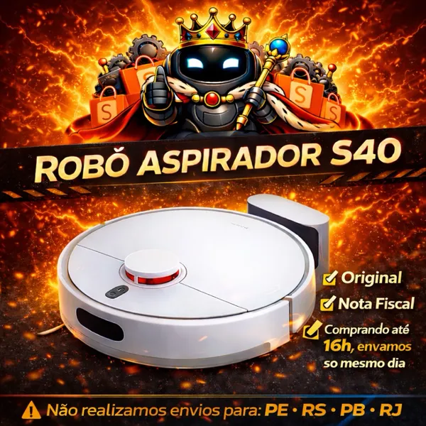 Robô aspirador Xiaomi S40 Bivolt 10.000 PA Mapeamento a Laser inteligente Automática