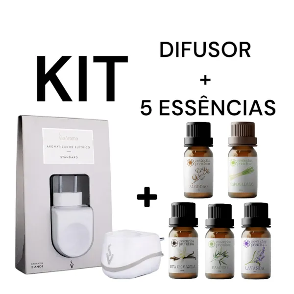 Difusor Aromatizador Elétrico Standard Bivolt Via Aroma​ + 5 Essência 15 ml