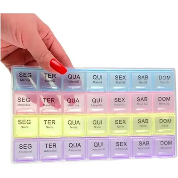 Porta Comprimidos Semanal Remédio Com Diferentes tamanhos Multicoloridos Organizadores Pro Dia a Dia