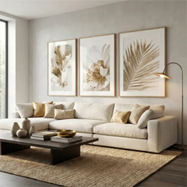 Kit Quadros 50x70 Sala Com Moldura