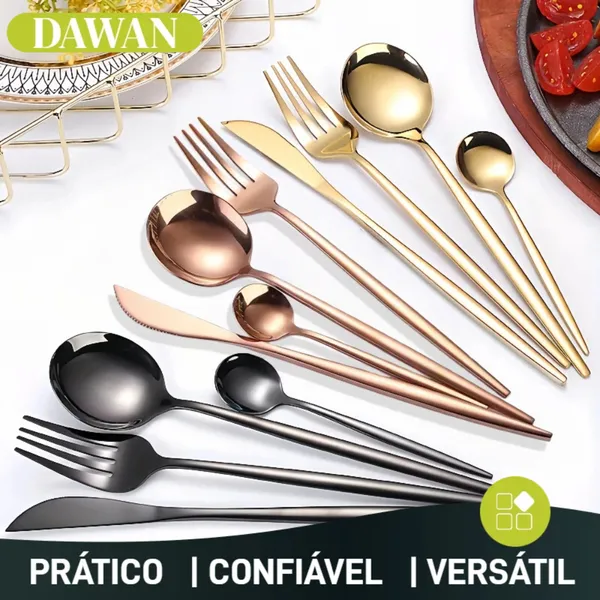 24 peças Jogo Talheres Inox  Slim faqueiro Em Aço para cozinha utensílios domésticos