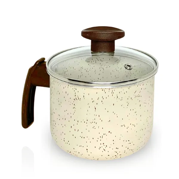 Fervedor Canecão Leiteira Antiaderente Com Tampa De Vidro 14cm 1,6L Reforçado Premium Cozinha