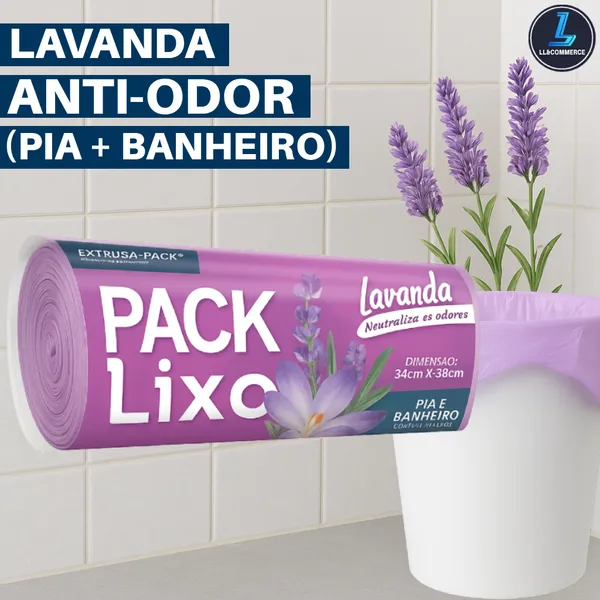 Saco Lixo Lavanda 8L 40 Un Banheiro Pia Cozinha Lavabo Higienico Perfumado Reforcado Anti Odor