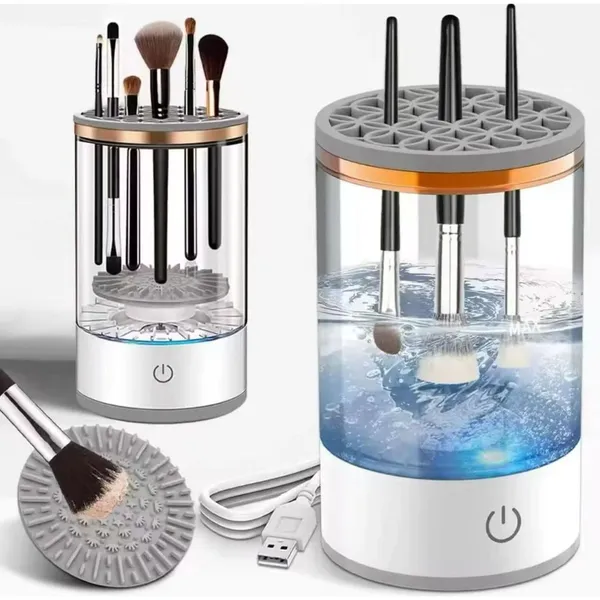 Limpador Automático De Pincéis De Maquiagem 3 em 1 – Lava, Seca e Armazena  USB Recarregável