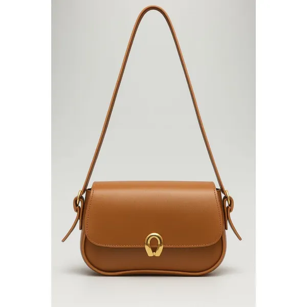 Bolsa Feminina Transversal Alça Ajustável Ombro Elegante Couro Sintética Detalhes em Dourado