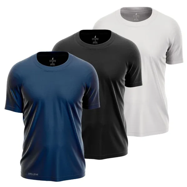 Kit 3 Camisetas Academia Masculina Camisa Dry Fit Premium Slim Básica | Anti Suor, Odor Proteção UV