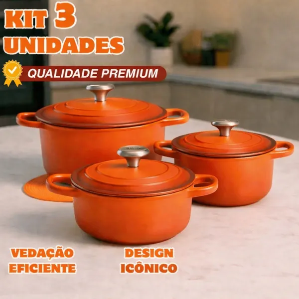 Kit Conjunto De Panela Caçarola Revestimento Nano Cerâmico Indução 2,7 + 3,4L + 4.7L