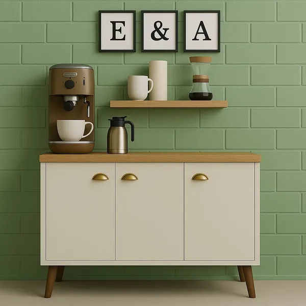 QUEIMA DE ESTOQUE - Aparador Buffet E&A 3 Portas com Pés Retro Cantinho Do Café