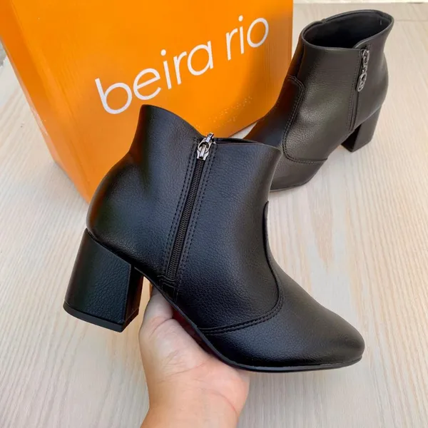 Bota Feminina Beira Rio Cano Curto Confortável Acolchoada Moda Inverno Frio Zíper
